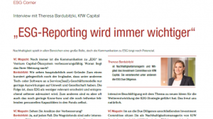 Interview mit Theresa Bardubitzki: „ESG-Reporting wird immer wichtiger“ im VC-Magazin