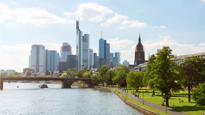 Frankfurt's Skyline with Kaiserdom and Main river